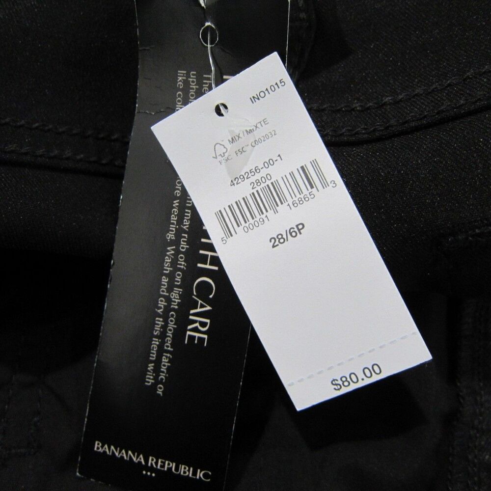 Banana Republic High Rise Skinny Coated Black Ankle Jeans Size 28, 6 Petite New! - Picture 10 of 13